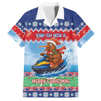 New Zealand Christmas Family Matching Tank Maxi Dress and Hawaiian Shirt Funny Jet Ride Kiwi Xmas LT05 Dad's Shirt - Short Sleeve Blue - Polynesian Pride