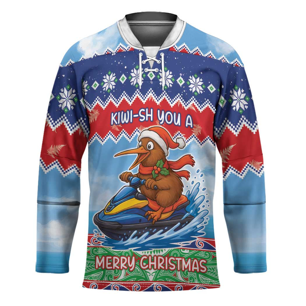 New Zealand Christmas Hockey Jersey Funny Jet Ride Kiwi Xmas - Polynesian Pride
