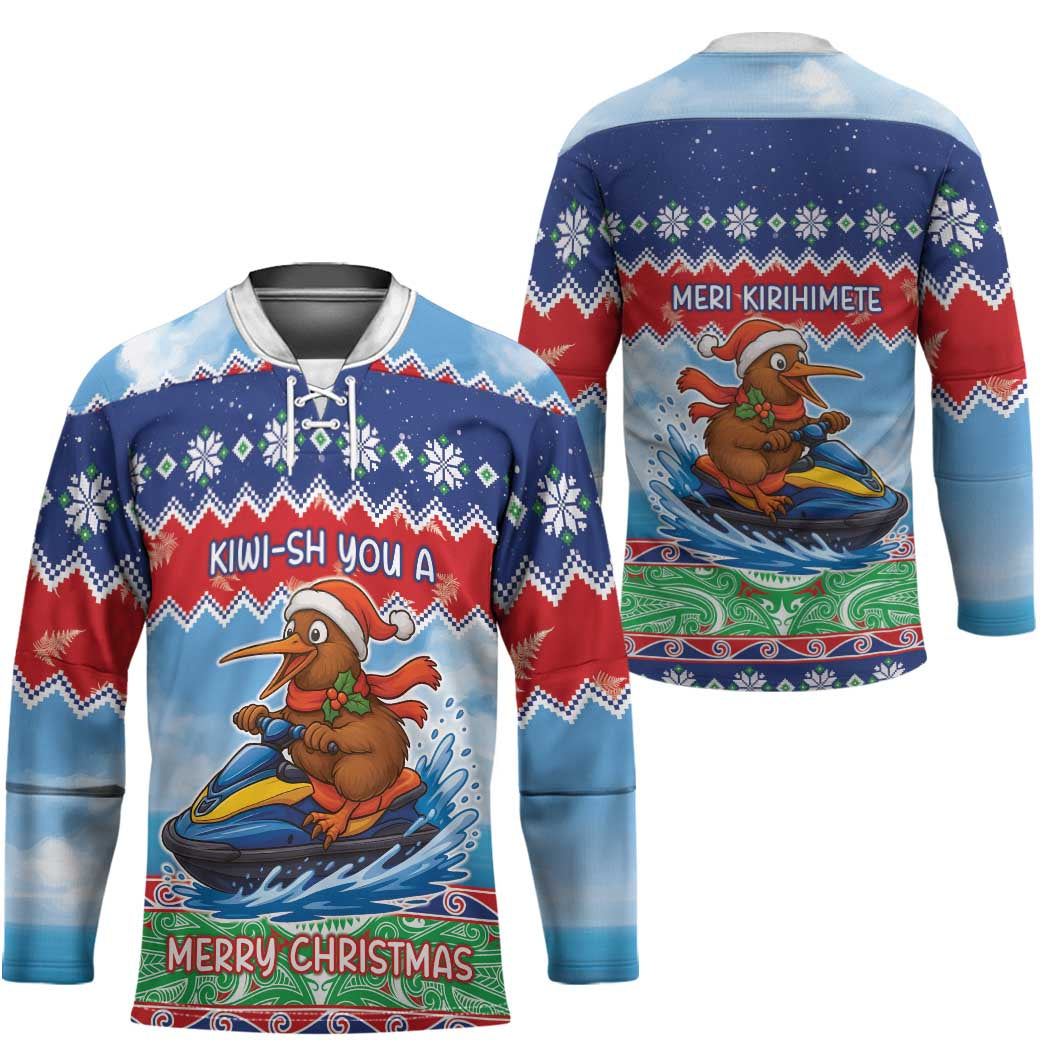 New Zealand Christmas Hockey Jersey Funny Jet Ride Kiwi Xmas LT05 - Polynesian Pride