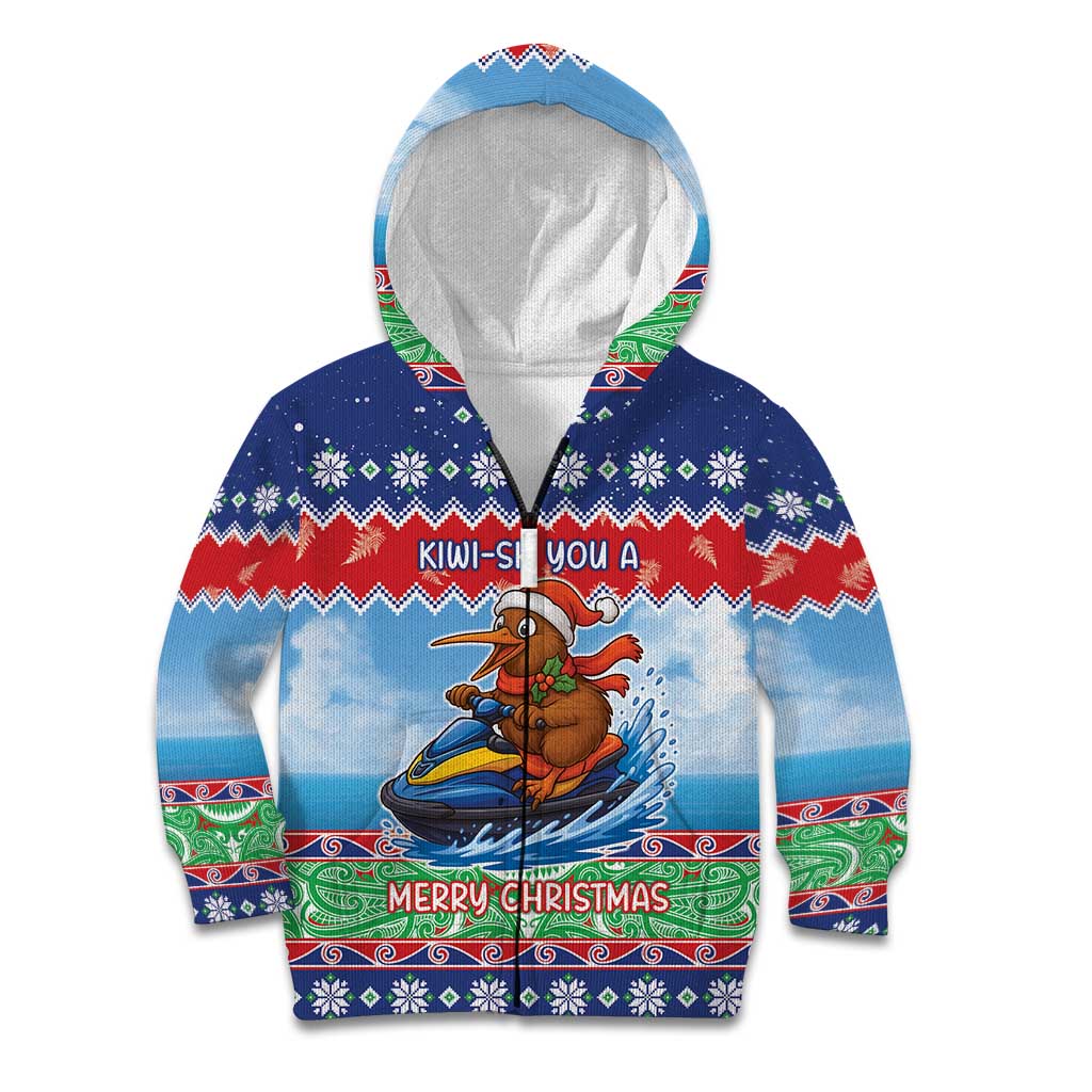 New Zealand Christmas Kid Hoodie Funny Jet Ride Kiwi Xmas - Polynesian Pride