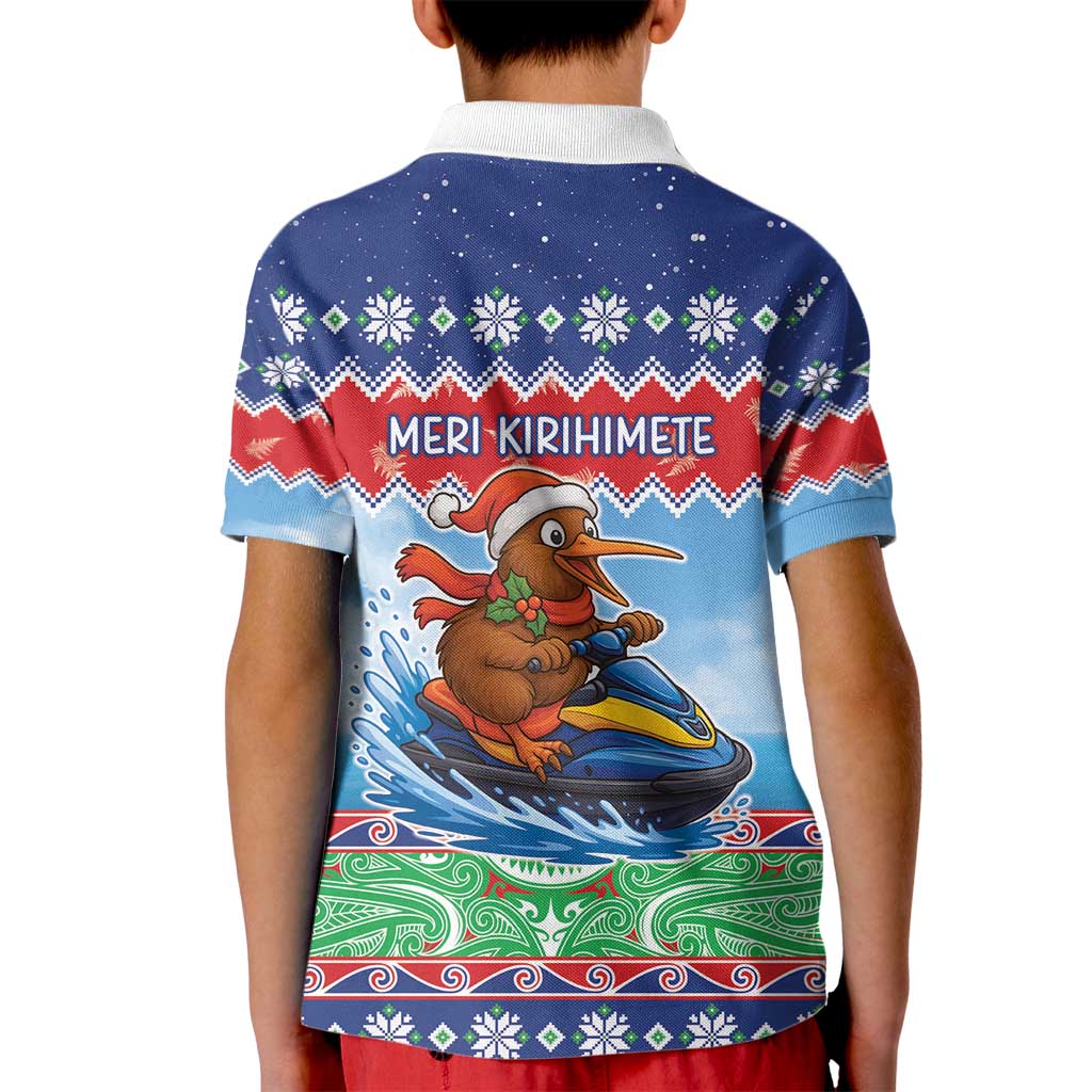 New Zealand Christmas Kid Polo Shirt Funny Jet Ride Kiwi Xmas LT05 - Polynesian Pride