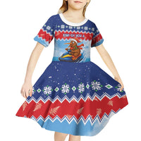 New Zealand Christmas Kid Short Sleeve Dress Funny Jet Ride Kiwi Xmas LT05 - Polynesian Pride