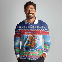 New Zealand Christmas Long Sleeve Polo Shirt Funny Jet Ride Kiwi Xmas LT05 - Polynesian Pride