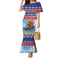 New Zealand Christmas Mermaid Dress Funny Jet Ride Kiwi Xmas LT05 Women Blue - Polynesian Pride