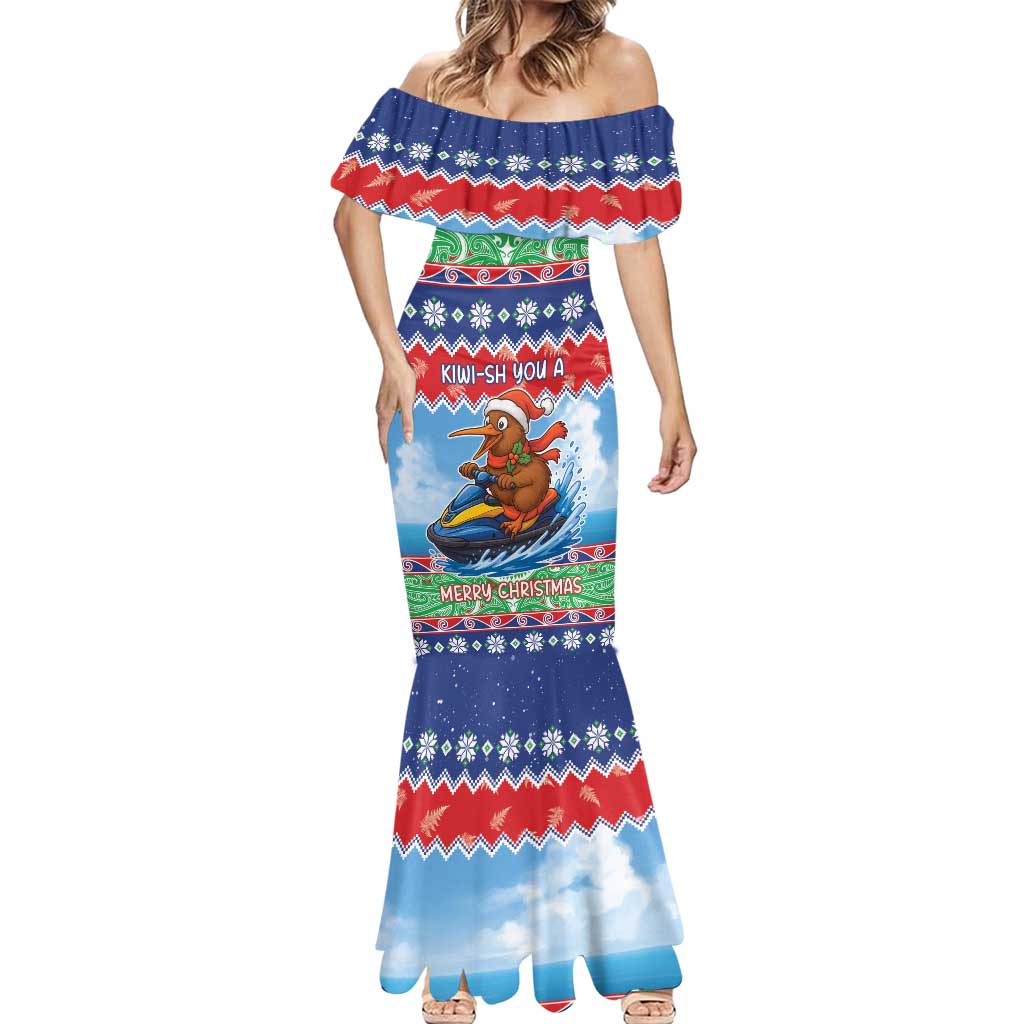 New Zealand Christmas Mermaid Dress Funny Jet Ride Kiwi Xmas LT05 - Polynesian Pride