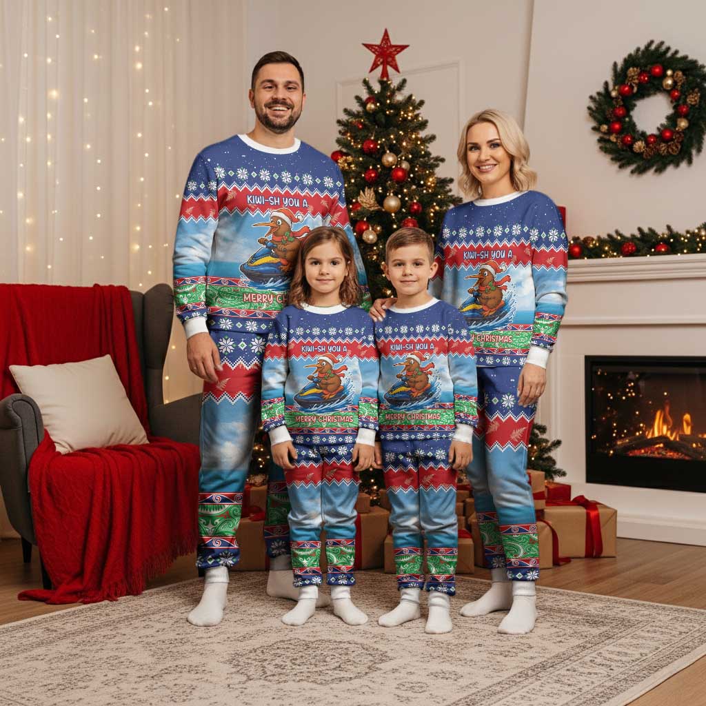 New Zealand Christmas Pajama Set Funny Jet Ride Kiwi Xmas - Polynesian Pride