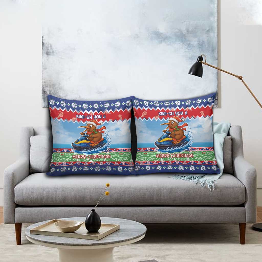 New Zealand Christmas Pillow Cover Funny Jet Ride Kiwi Xmas - Polynesian Pride
