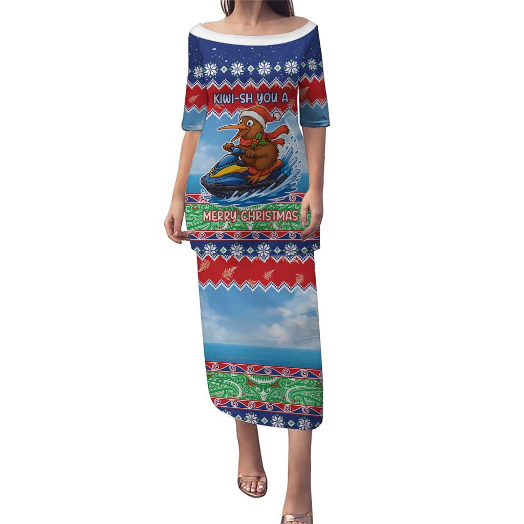 New Zealand Christmas Puletasi Funny Jet Ride Kiwi Xmas - Polynesian Pride