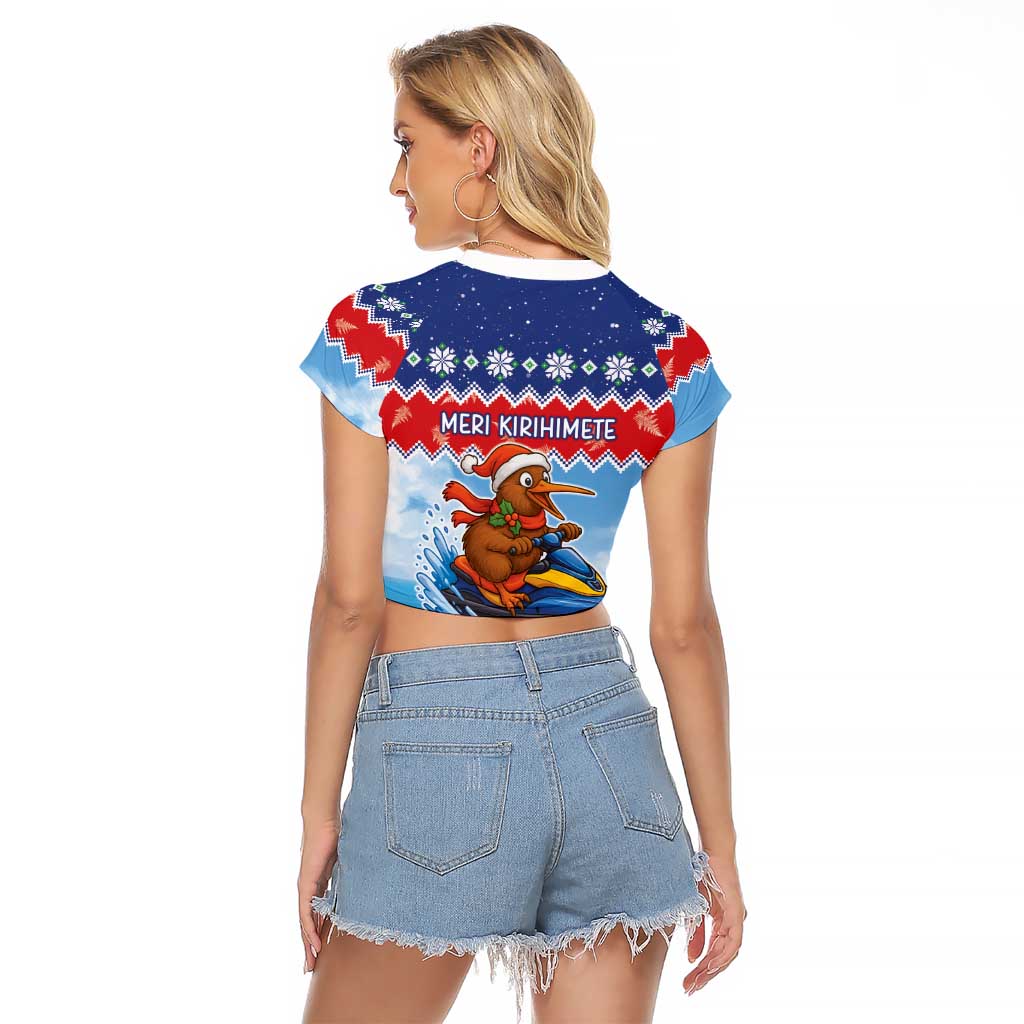 New Zealand Christmas Raglan Cropped T Shirt Funny Jet Ride Kiwi Xmas LT05 - Polynesian Pride