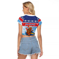 New Zealand Christmas Raglan Cropped T Shirt Funny Jet Ride Kiwi Xmas LT05 - Polynesian Pride