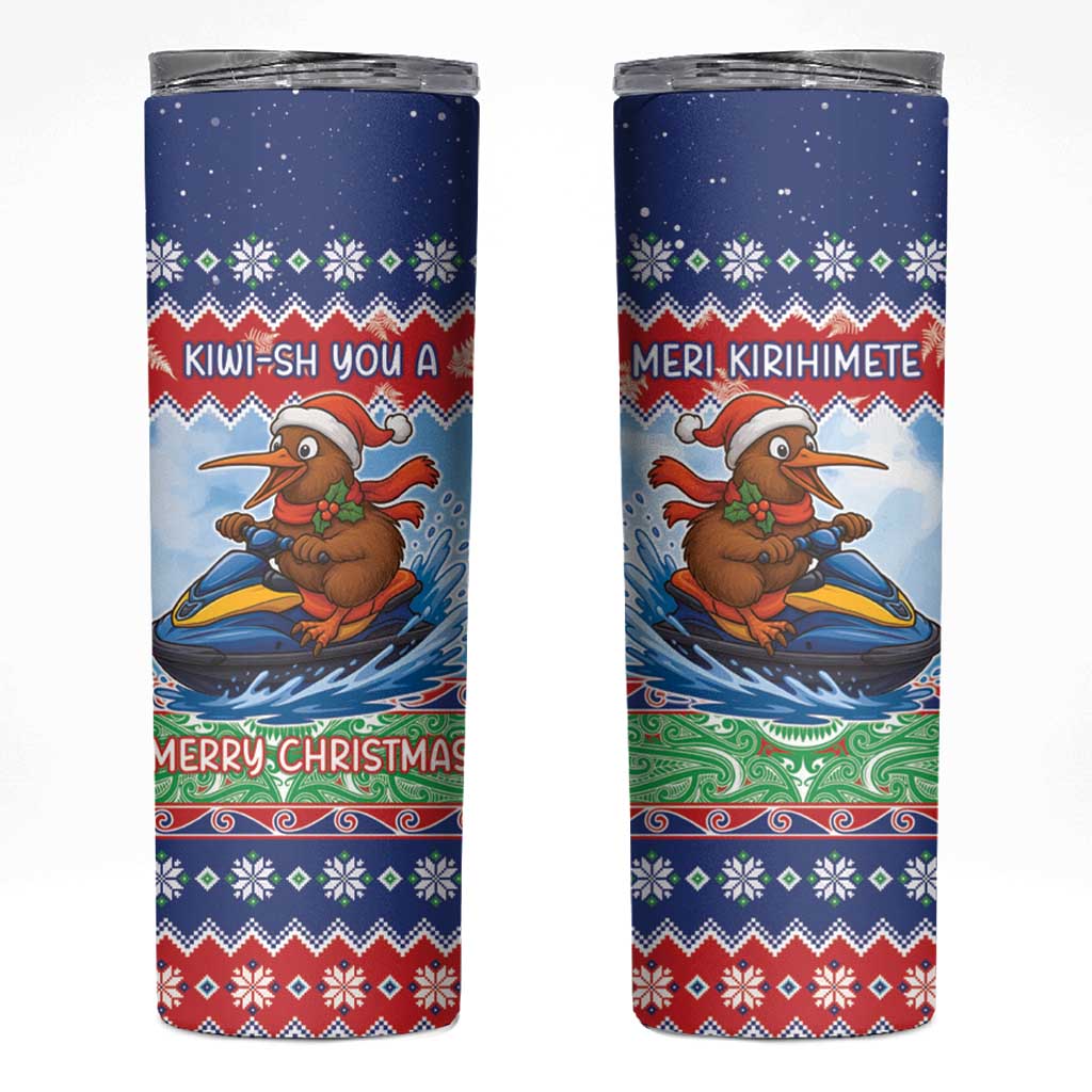 New Zealand Christmas Skinny Tumbler Funny Jet Ride Kiwi Xmas LT05 Blue - Polynesian Pride