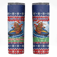 New Zealand Christmas Skinny Tumbler Funny Jet Ride Kiwi Xmas LT05 Blue - Polynesian Pride