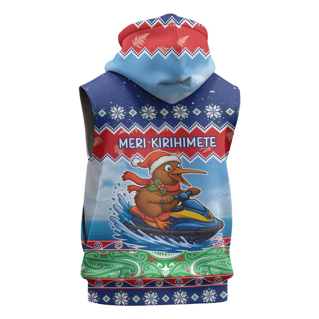 New Zealand Christmas Sleeveless Hoodie Funny Jet Ride Kiwi Xmas LT05 - Polynesian Pride