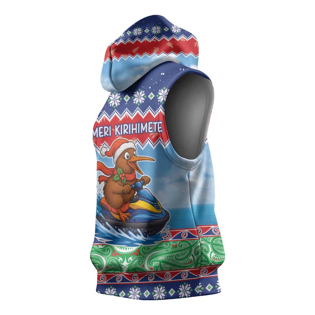 New Zealand Christmas Sleeveless Hoodie Funny Jet Ride Kiwi Xmas LT05 - Polynesian Pride