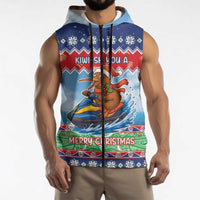 New Zealand Christmas Sleeveless Zip Hoodie Funny Jet Ride Kiwi Xmas LT05 - Polynesian Pride