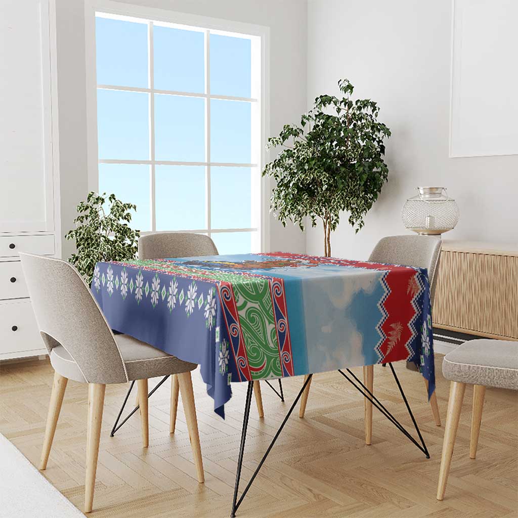 New Zealand Christmas Tablecloth Funny Jet Ride Kiwi Xmas - Polynesian Pride