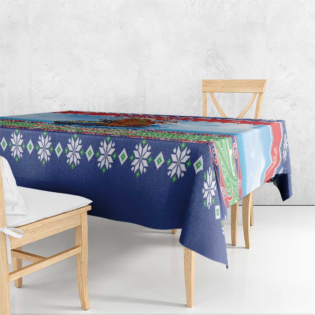 New Zealand Christmas Tablecloth Funny Jet Ride Kiwi Xmas - Polynesian Pride
