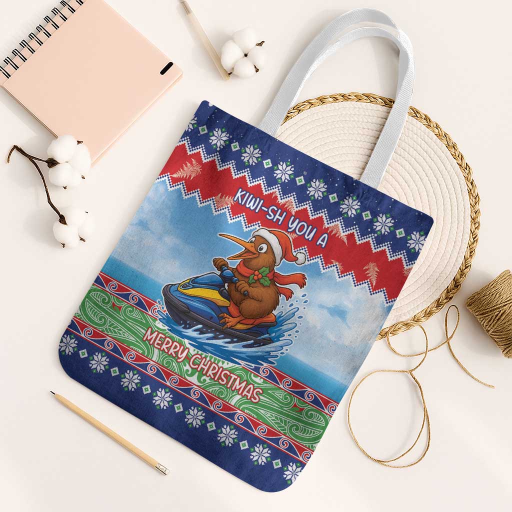 New Zealand Christmas Tote Bag Funny Jet Ride Kiwi Xmas - Polynesian Pride