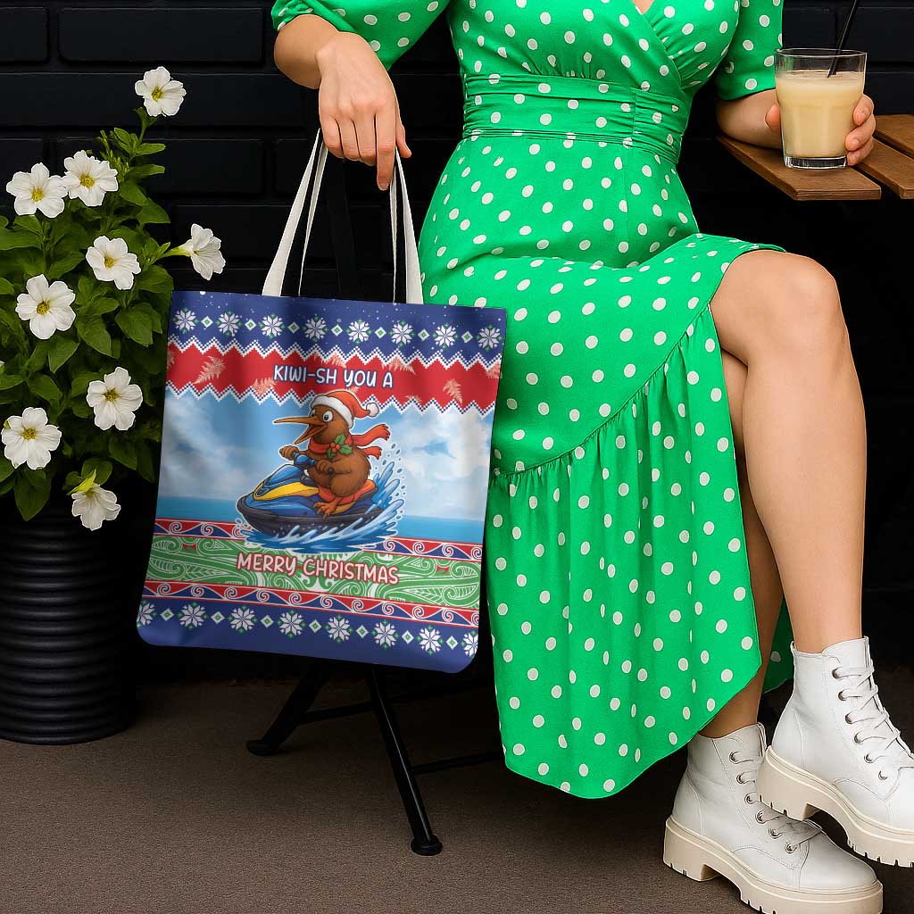 New Zealand Christmas Tote Bag Funny Jet Ride Kiwi Xmas - Polynesian Pride