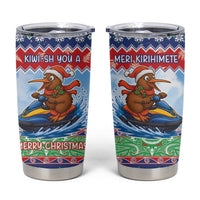 New Zealand Christmas Tumbler Cup Funny Jet Ride Kiwi Xmas LT05 Blue - Polynesian Pride