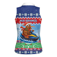 New Zealand Christmas Women Sleeveless Polo Shirt Funny Jet Ride Kiwi Xmas LT05 - Polynesian Pride
