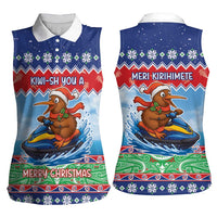 New Zealand Christmas Women Sleeveless Polo Shirt Funny Jet Ride Kiwi Xmas LT05 - Polynesian Pride