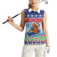 New Zealand Christmas Women Sleeveless Polo Shirt Funny Jet Ride Kiwi Xmas LT05 - Polynesian Pride