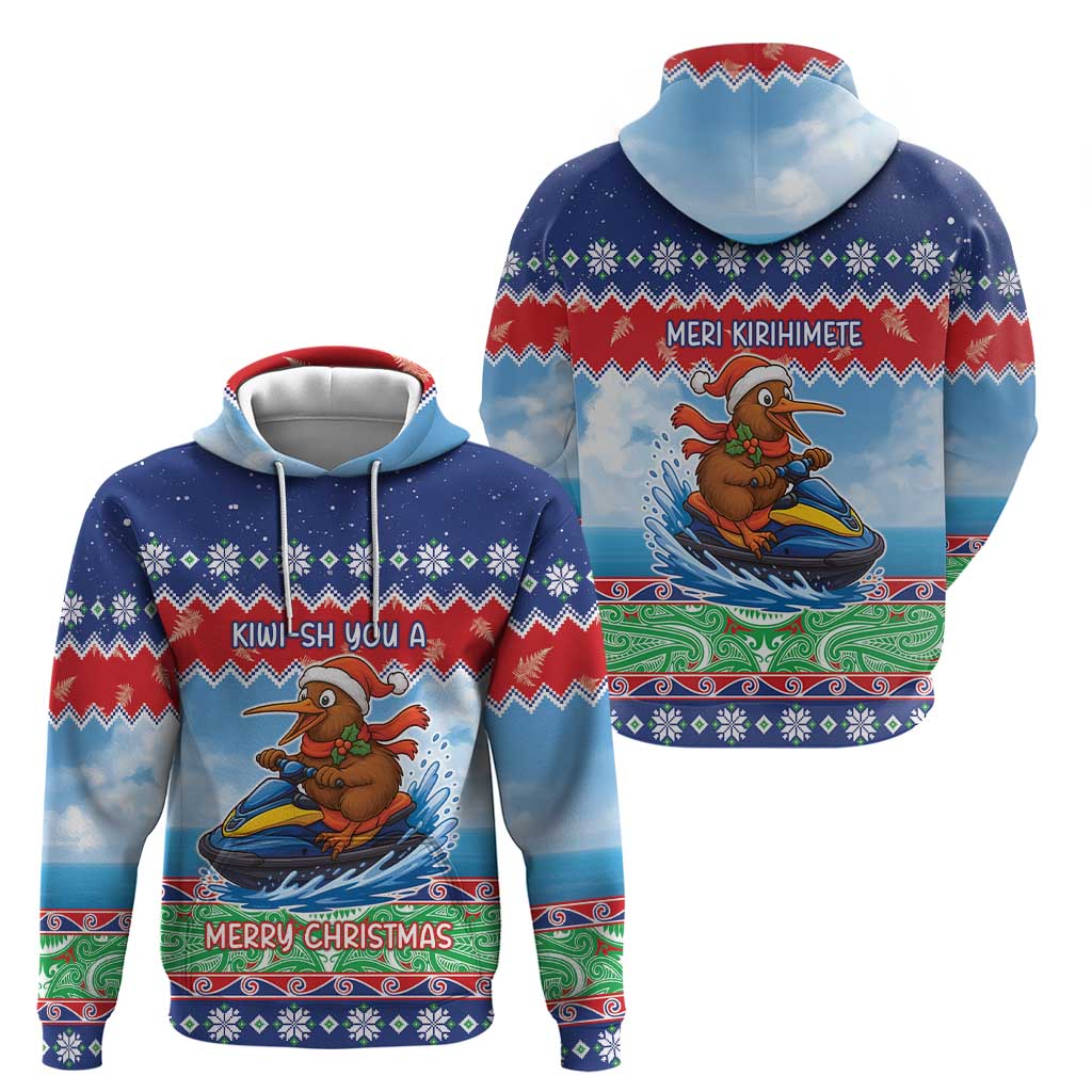 New Zealand Christmas Zip Hoodie Funny Jet Ride Kiwi Xmas LT05 - Polynesian Pride