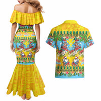 Hawaii Christmas Couples Matching Mermaid Dress and Hawaiian Shirt Mele Kalikimaka Tropical Vibes LT05 - Polynesian Pride