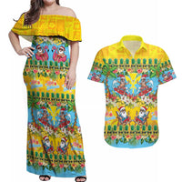 Hawaii Christmas Couples Matching Off Shoulder Maxi Dress and Hawaiian Shirt Mele Kalikimaka Tropical Vibes LT05 Colorful - Polynesian Pride