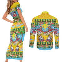 Hawaii Christmas Couples Matching Short Sleeve Bodycon Dress and Long Sleeve Button Shirt Mele Kalikimaka Tropical Vibes LT05 - Polynesian Pride