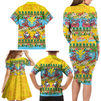 Hawaii Christmas Family Matching Long Sleeve Bodycon Dress and Hawaiian Shirt Mele Kalikimaka Tropical Vibes LT05 - Polynesian Pride