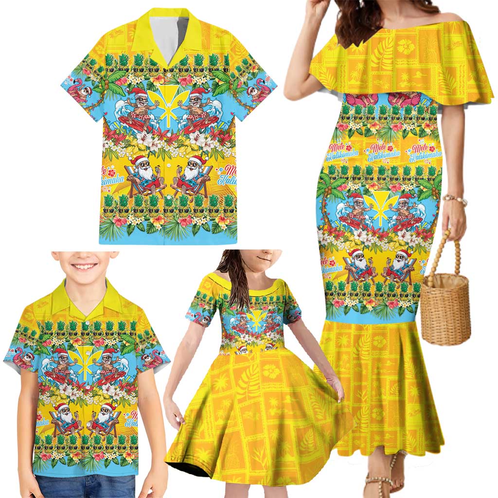 Hawaii Christmas Family Matching Mermaid Dress and Hawaiian Shirt Mele Kalikimaka Tropical Vibes LT05 - Polynesian Pride