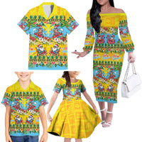 Hawaii Christmas Family Matching Off The Shoulder Long Sleeve Dress and Hawaiian Shirt Mele Kalikimaka Tropical Vibes LT05 - Polynesian Pride