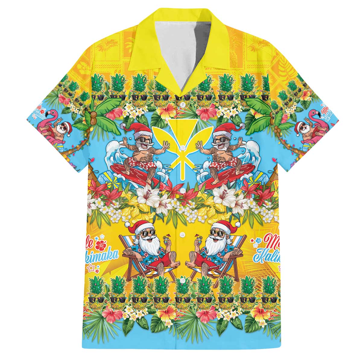 Hawaii Christmas Family Matching Off The Shoulder Long Sleeve Dress and Hawaiian Shirt Mele Kalikimaka Tropical Vibes LT05 Dad's Shirt - Short Sleeve Colorful - Polynesian Pride