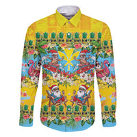 Hawaii Christmas Family Matching Off Shoulder Maxi Dress and Hawaiian Shirt Mele Kalikimaka Tropical Vibes LT05 Dad's Shirt - Long Sleeve Colorful - Polynesian Pride