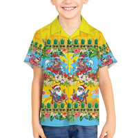 Hawaii Christmas Family Matching Off Shoulder Short Dress and Hawaiian Shirt Mele Kalikimaka Tropical Vibes LT05 Son's Shirt Colorful - Polynesian Pride