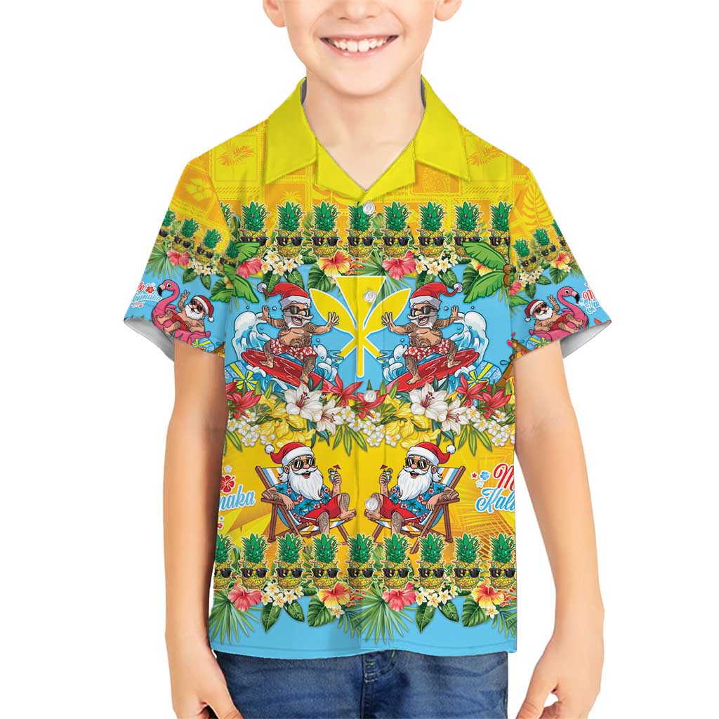 Hawaii Christmas Family Matching Puletasi and Hawaiian Shirt Mele Kalikimaka Tropical Vibes LT05 Son's Shirt Colorful - Polynesian Pride