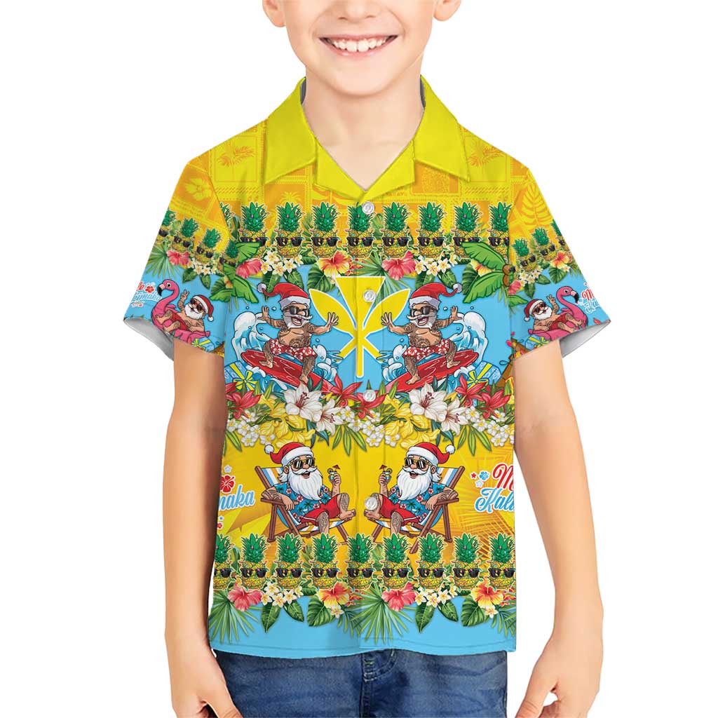 Hawaii Christmas Family Matching Short Sleeve Bodycon Dress and Hawaiian Shirt Mele Kalikimaka Tropical Vibes LT05 Son's Shirt Colorful - Polynesian Pride