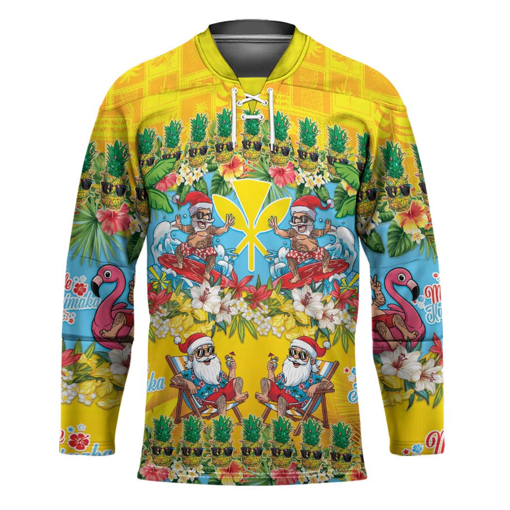 Hawaii Christmas Hockey Jersey Mele Kalikimaka Tropical Vibes - Polynesian Pride