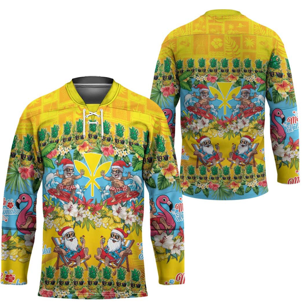 Hawaii Christmas Hockey Jersey Mele Kalikimaka Tropical Vibes - Polynesian Pride