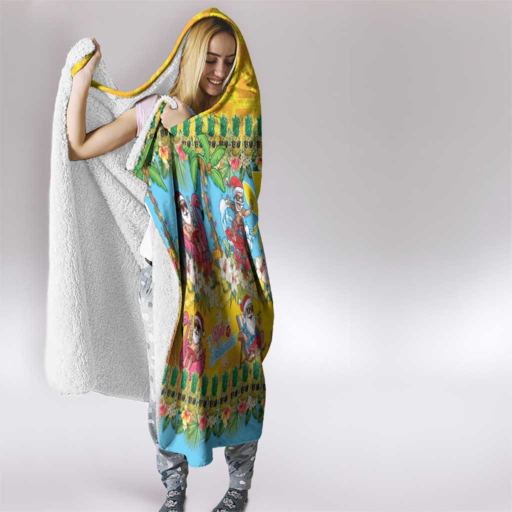 Hawaii Christmas Hooded Blanket Mele Kalikimaka Tropical Vibes - Polynesian Pride