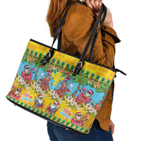 Hawaii Christmas Leather Tote Bag Mele Kalikimaka Tropical Vibes - Polynesian Pride