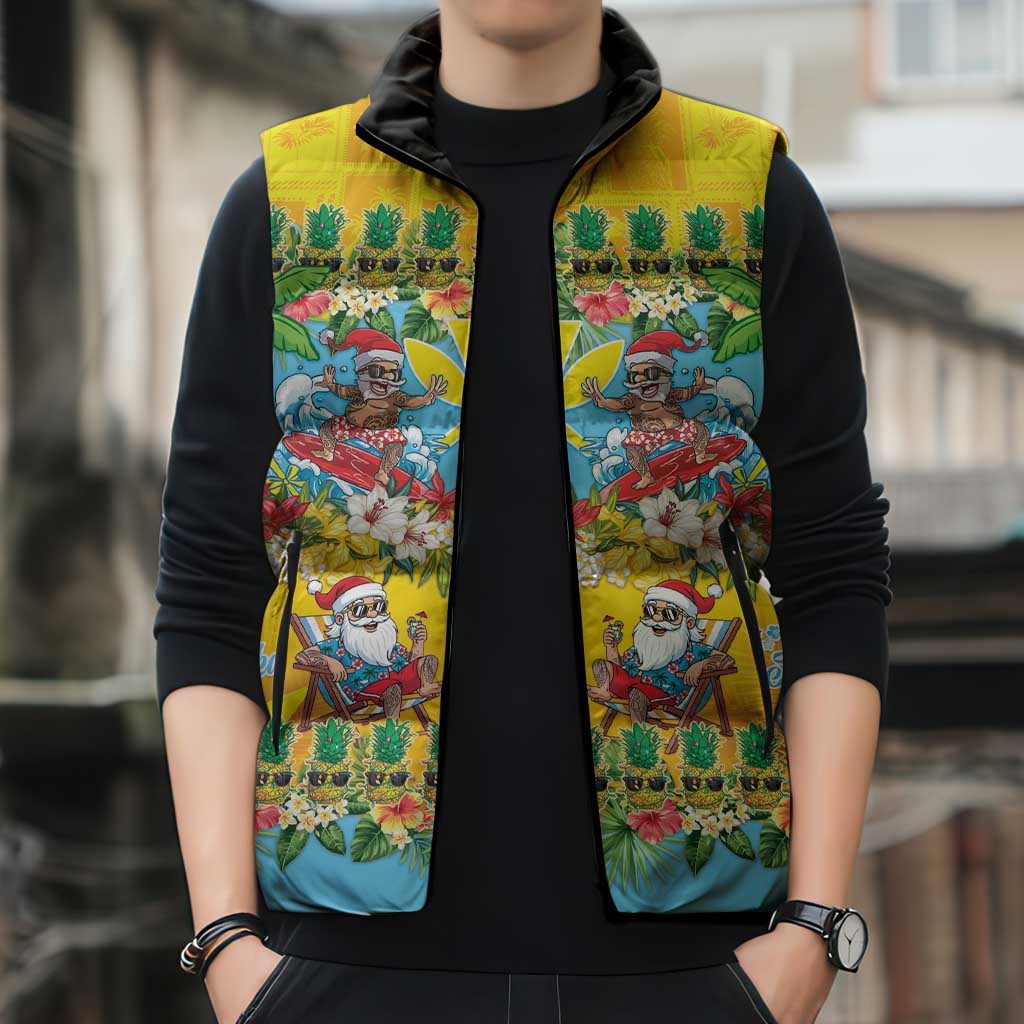 Hawaii Christmas Sleeveless Puffer Jacket Mele Kalikimaka Tropical Vibes - Polynesian Pride
