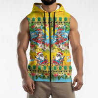 Hawaii Christmas Sleeveless Zip Hoodie Mele Kalikimaka Tropical Vibes LT05 - Polynesian Pride