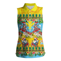 Hawaii Christmas Women Sleeveless Polo Shirt Mele Kalikimaka Tropical Vibes LT05 Female Colorful - Polynesian Pride