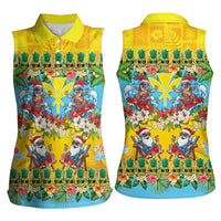 Hawaii Christmas Women Sleeveless Polo Shirt Mele Kalikimaka Tropical Vibes LT05 - Polynesian Pride