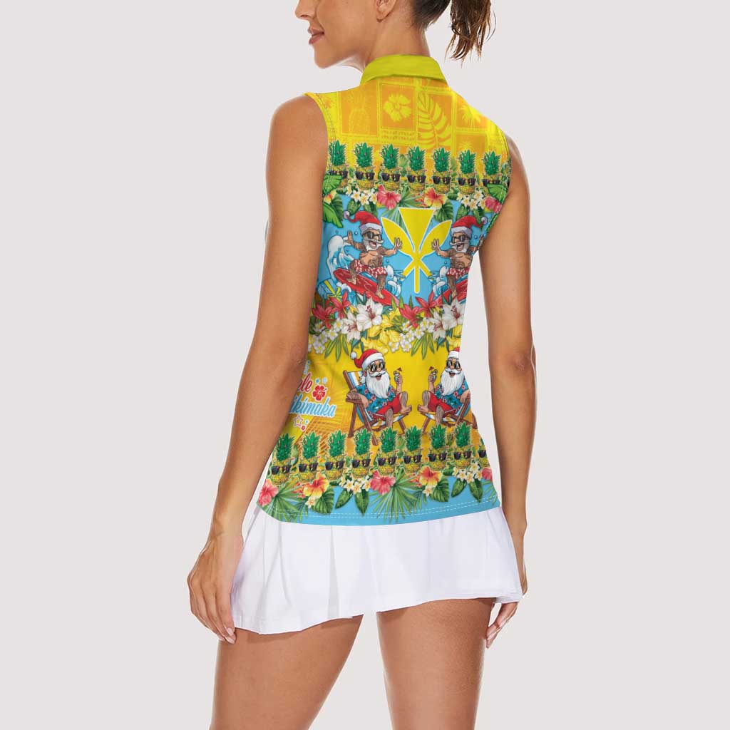 Hawaii Christmas Women Sleeveless Polo Shirt Mele Kalikimaka Tropical Vibes LT05 - Polynesian Pride