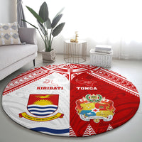 Tonga And Kiribati Round Carpet Coat Of Arms Polynesian Pattern LT05 - Polynesian Pride