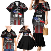 Personalised Samoa Black Saturday Family Matching Mermaid Dress and Hawaiian Shirt Samoan Warrior Tribal Pattern LT05 - Polynesian Pride